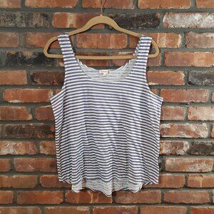 SUNDRY Scoop Neck Lightweight Cotton Blend Tank Top Nautical Summer Women's O/S